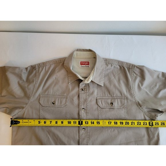 Wrangler Men's L Button Up Beige Short Sleeve Shirt - Picture 5 of 6